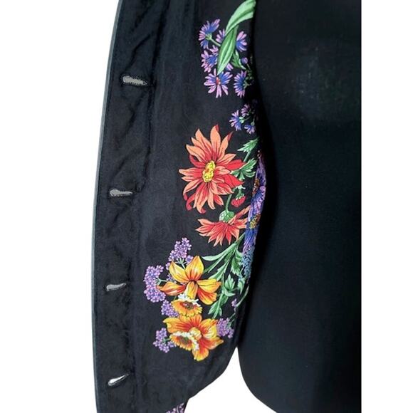 Bellagioseta Black Quilted Jacket Women’s Small Made in Italy Floral Lining - Picture 4 of 6